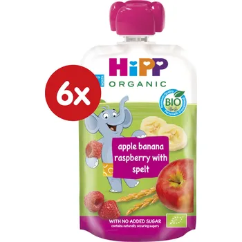 Hipp BIO Jablko-Banán-Maliny-Špalda 6x 100g