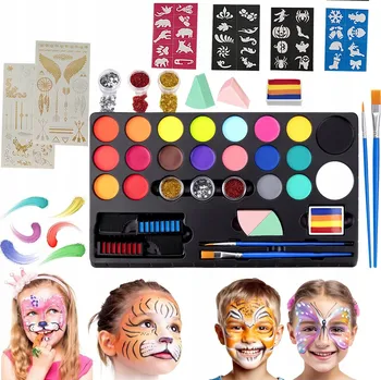 dětské šminky a malovátka SMÝVATELNÉ BARVY NA OBLIČEJ A TĚLO SADA 20 BAREV PRO DĚTI