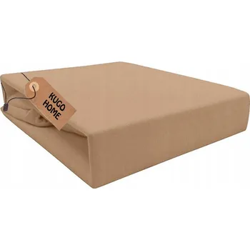 Prostěradlo PROSTĚRADLO JERSEY S GUMOU 160x200 cm BAVLNA BÉŽOVÁ BARVA KUGO HOME