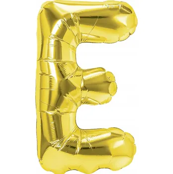 Balónek Fóliový balónek ve ve tvaru písmene E, zlatý, 40 cm