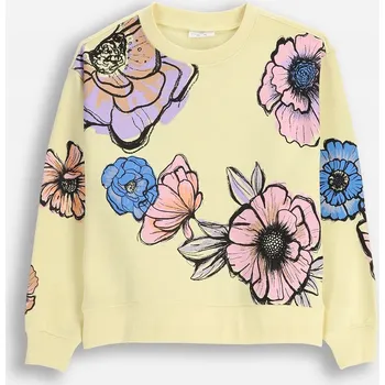 Dívčí mikina Dětská Tepláková Mikina Dívčí Žlutá s Květinovým Motivem Velikost 164 Coccodrillo ZC5