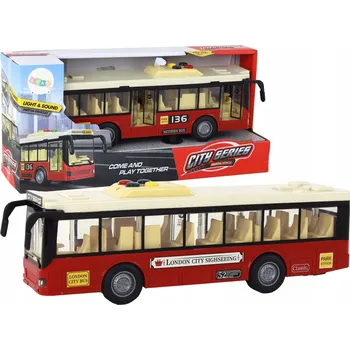 autíčko AUTOBUS NA BATERIE, SVĚTLA, ZVUKY, MĚSTSKÝ ČERVENÝ