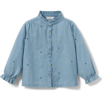 Dívčí košile 683139 - Tchibo - Dívčí halenka z šambré - pro dívky - vel. 122/128 - barva: modrá