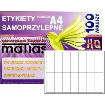 Speciální papír Samolepicí etikety samolepky A4 98x39 mm 100 listů