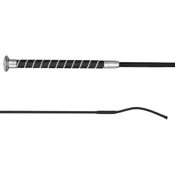 Vybavení pro jezdce START GlossyCrystal dlouhý bič s krystaly 130 cm ČERNÁ|ŠEDÁ