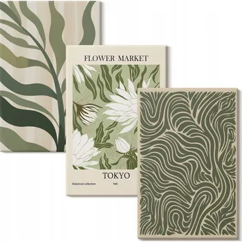 Obraz Vícedílný Obraz Na Plátně Rostlinné boho vzory dekorace 3x 40x60 cm