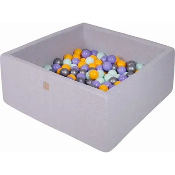 Suchý bazén Čtvercový Suchý Bazén s 200 míčky 90x90x40cm Světle Šedý Cotton