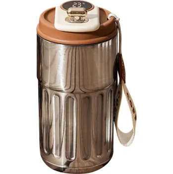 Termohrnek Termohrnek 450ml s digitálním displejem teploty Nápojový hrnek z 316 nerezové oceli 6x18cm Termoska s otvorem na pití cestovní hrnek