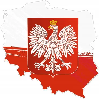 Samolepicí dekorace na vozidlo NÁLEPKA na auto | MAPA POLSKÝ Vlajka Znak Orel Bílý Barva 14x14
