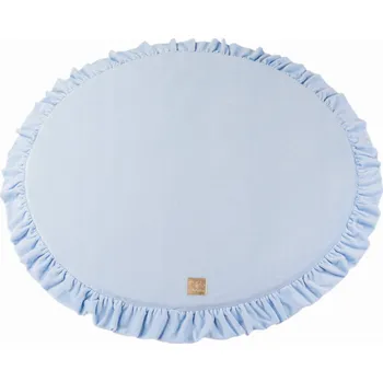 Hrací deka MeowBaby Podložka na Hraní 100cm pro Děti Kulatá s Volánkem, Velurová, Modrá