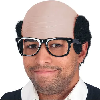 Karnevalový kostým Pleš s černými vlasy a brýlemi