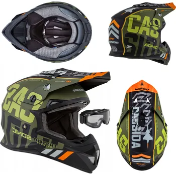 Helma na motorku MOTOCYKLOVÁ PŘILBA CROSS SONIC S UHLÍKOVÝM FILTREM XL