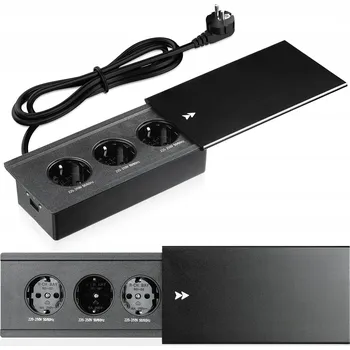 Elektrická zásuvka Zásuvková lišta do desky stolu Interlook černá