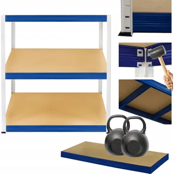 Dílenský regál Kovový regál do skladu a dílny HELIOS 90x120x60cm 3 police, nosnost 275kg/police - ROBUSTNÍ