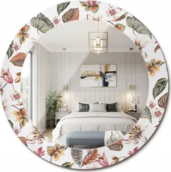 Zrcadlo Zrcadlo s potiskem do koupelny, kuchyně, předsíně - Květiny vintage, průměr 60 cm