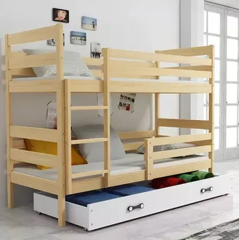 Dětská postel Nábytek PEGAS s.r.o. ERYK PIĘTROWE RAMA SOSNA SZUFLADA BIAŁY BEZ MATERACY 80 X 190 KPL