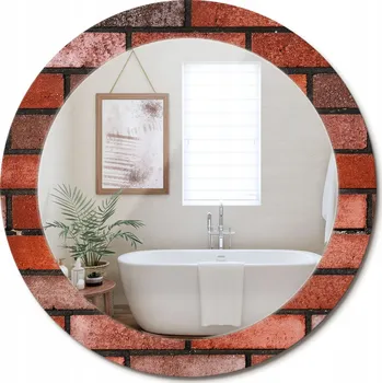 Zrcadlo Zrcadlo s potiskem do koupelny ložnice obývacího pokoje Červená cihla fi 70 cm