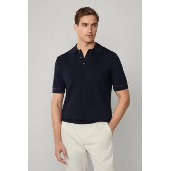 Pánský svetr SVETR HACKETT LONDON TEXTURED KNIT POLO DARK DENIM BLUE