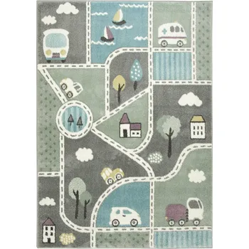 Koberec 100x150 cm TYRKÝZOVĚ ZELENÁ ŠEDÁ ZELEŇ ULIČNÍ KOBEREC