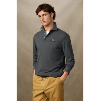 Pánská košile POLOKOŠILE HACKETT LONDON HERITAGE CREST LGO LS DARK GREY MARL