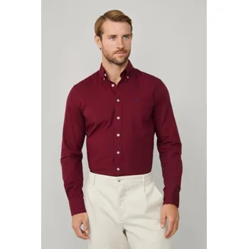 Pánská košile KOŠILE HACKETT LONDON ESS GMT DYED OXFORD BURGUNDY RED