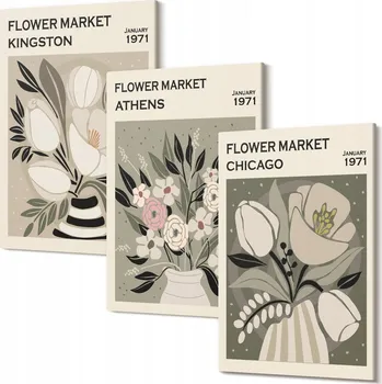 Obraz Sada obrazů na plátně - Květinové kompozice retro, 30x20 cm