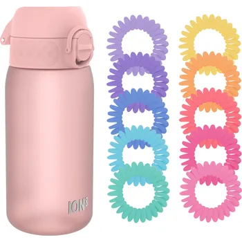 Láhev LAHEV NA PITÍ ION8 0,35L + SADA GUMIČEK DO VLASŮ PRO DÍVKY - DUHOVÉ BARVY