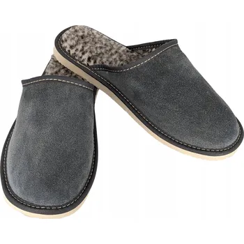 Dámské pantofle Papuče Kožené Vlněné Highlander Bamboše Nazouváky Šedé Zimní Vlněné