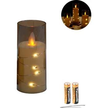 Svíčka ELEKTRICKÁ SVÍČKA NÁHRADA DO HŘBITOVNÍCH SVÍČEK ŠEDÁ 12,5 CM EFEKT PLAMENE LED SVĚTLO