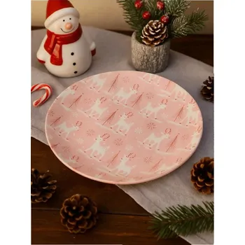 Talíř Sinsay - Vánoční talíř s motivem soba - pastelová růžová - 485GJ-03X - 485GJ-03X-ONE