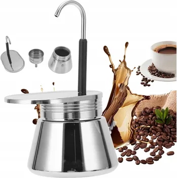Příprava kávy Moka konvička z nerezová ocel 200 Ml přenosná, na 4 šálky kávy