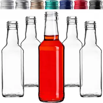 Láhev SKLENĚNÉ LAHVE LIHOVINY 200 ml 0,2 L LAHEV NA LIKÉRY A VODKU ŠROUBOVACÍ UZÁVĚR 10 Ks