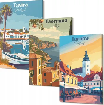 Obraz Sada nástěnných dekorací - obrazy s výhledem na přímořská města, 30x20 cm