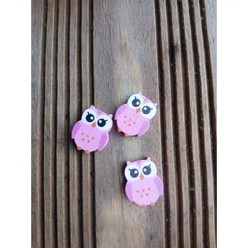 Materiál na výrobu šperku dřevěný korálek sova - tm. růžová
