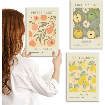 Obraz Sada obrazů do ložnice, ovocné retro vzory, 3x plakát 20x30 cm