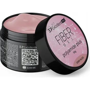 Lak na nehty Excellent PRO Fiber Gel Polyamide Plus DARK NUDE 50g - Gel s vlákny pro modeláž nehtů, tmavě tělový, 50g