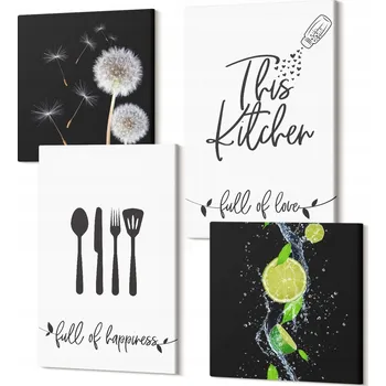 Obraz Galerie obrazů na plátně Kolekce na zeď Poupata pampelišek limetky kuchyně nápisy
