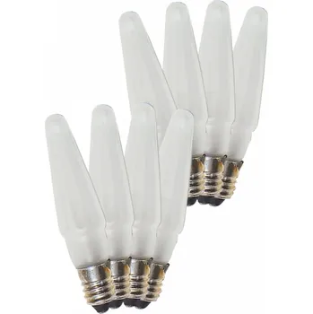 Bytová dekorace Žárovky pro řetěz ASTERIA 14V/0,1A E-10 8ks svíčky bílé (1ks)