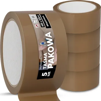 Lepicí páska 5x BALICÍ PÁSKA Hnědá 55 m Akrylová Silná Odolná HN-T
