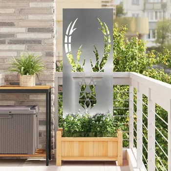 Zahradní dekorace vidaXL Soukromí na zahradě Stříbrná 50 x 140 cm Pozinkovaná ocel [876334]