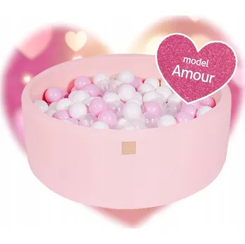 Suchý bazén Suchý bazén s míčky, 250 míčků, bavlněný, světle růžový Amour MeowBaby