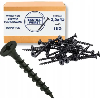 Vrut Černé vruty do dřeva 3,5x45 fosfátované pro dřevo a sádrokarton, 1 kg