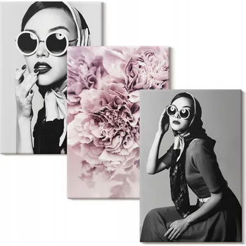 Obraz Vícedílný Obraz Na Plátně Stylové portréty žen s květinami 3x 40x60 cm