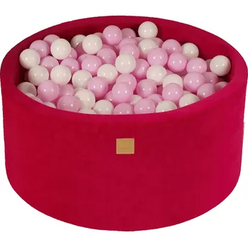 Suchý bazén MeowBaby Suchý bazén s míčky 90x40cm/300 míčků, Velurový, Magenta: Bílá