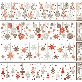 Vánoce Vánoční okenní fólie - pruh - Barevné visící ozdoby - 64 x 15 cm - 480