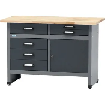 Dílenský stůl Pracovní stůl Küpper 1200 x 840 x 600 mm 6 zásuvek 1 dvířka antracit šedá
