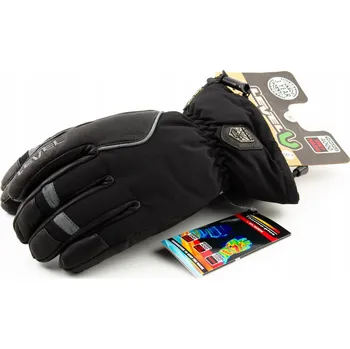 Rukavice Pánské zimní lyžařské rukavice LEVEL černé s kůží, velikost vel.