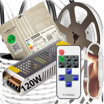 LED páska Sada LED Neon COB pásek 12V 10m 4000K BÍLÁ NEUTRÁLNÍ ZDROJ DÁLKOVÝ OVLADAČ RF
