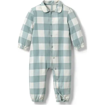 Pánské pyžamo 686331 - Tchibo - Flanelové pyžamo pro miminka - pro miminko - vel. 50/56 - barva: modrá/kostkovaný