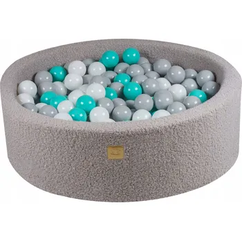 Suchý bazén Suchý bazén s míčky 90x30 cm, 200 míčků, Boucle šedý, bílé/šedé/tyrkysové